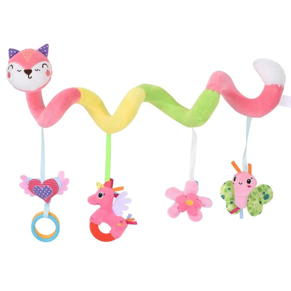 Plush Baby Spiral Plush Hanging Toys Musical Toy Soft Plush Hanging Rattle Early Education Animal Rattles Stroller Sensory Toy