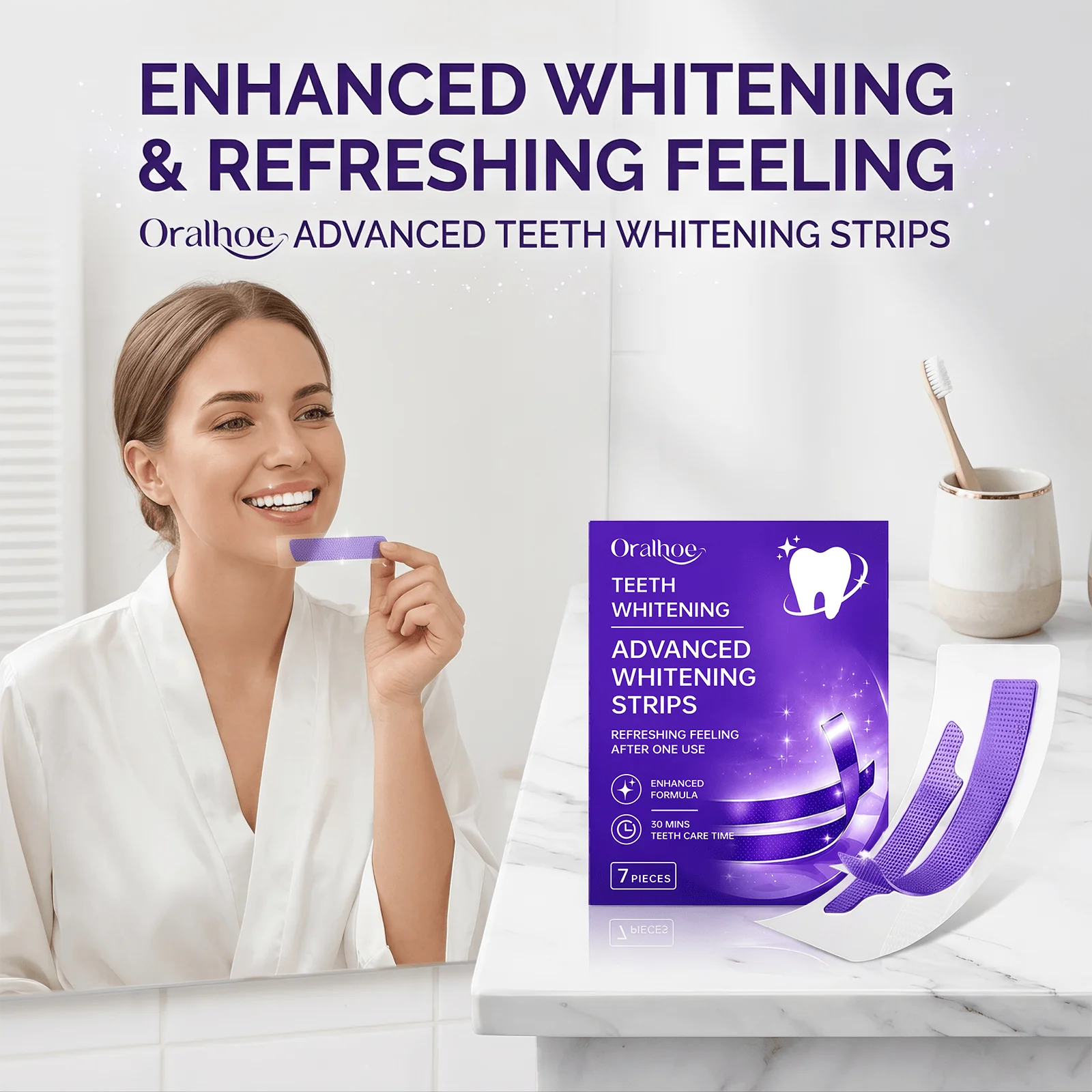 Teeth Whitening Instant - 오랄호 퍼플 어드밴스드 치아 미백 스트립