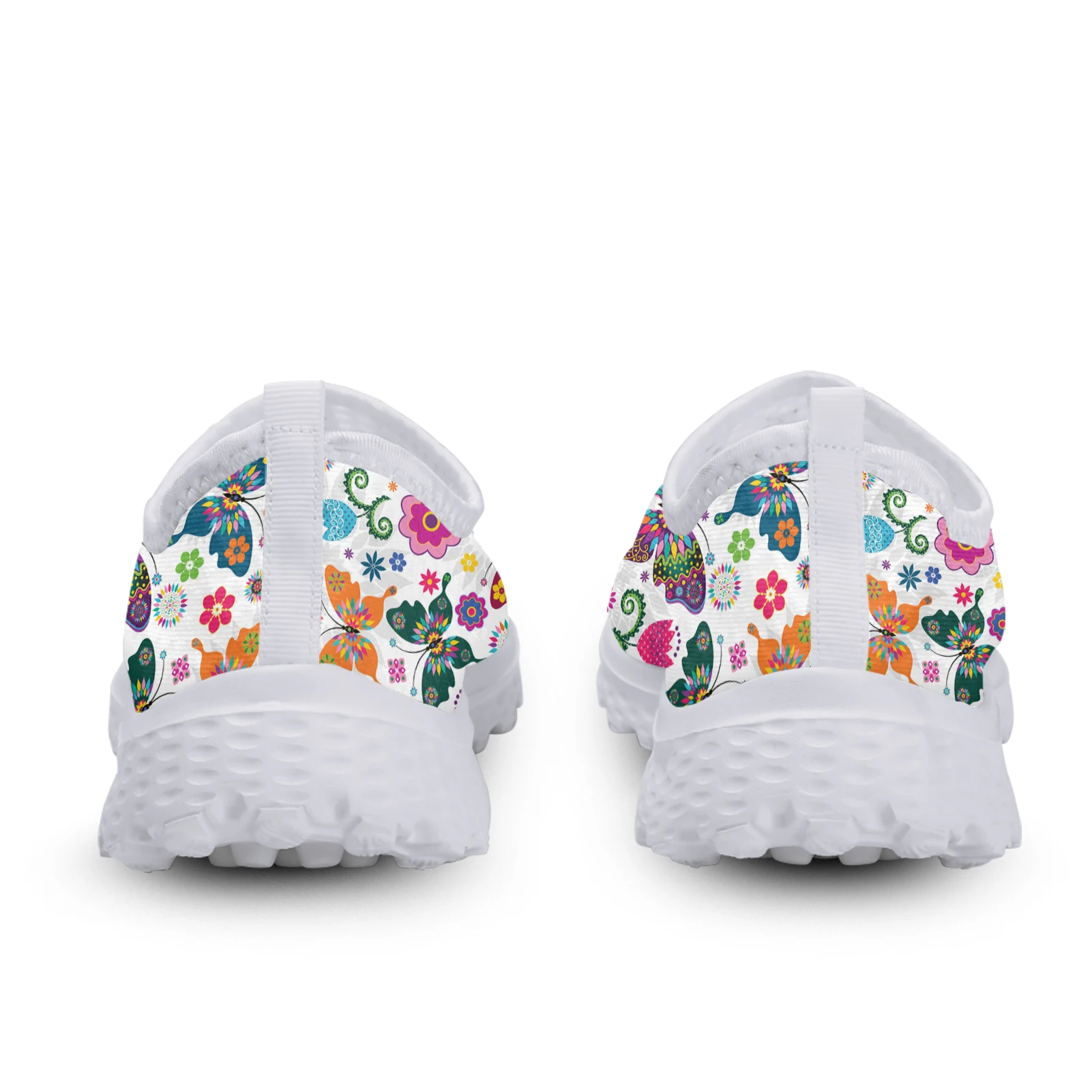 INSTANTARTS Fashion Colorful Butterfly Design Flower Print Home Mesh Shoes Loafers Women Slip On Sneakers Soft Flat Shoes