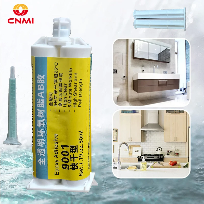 

1Pc CNMI 50ml Transparent Epoxy Resin AB Glue 9001 5 Minutes Quick Drying Strong Adhesive for Ceramic Metal Wood Stone