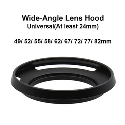 49/52/55/58/62/67/72/77/82mm Metal Screw-on Vented Lens Hood for wide-angle lenses universal Black photography accessory