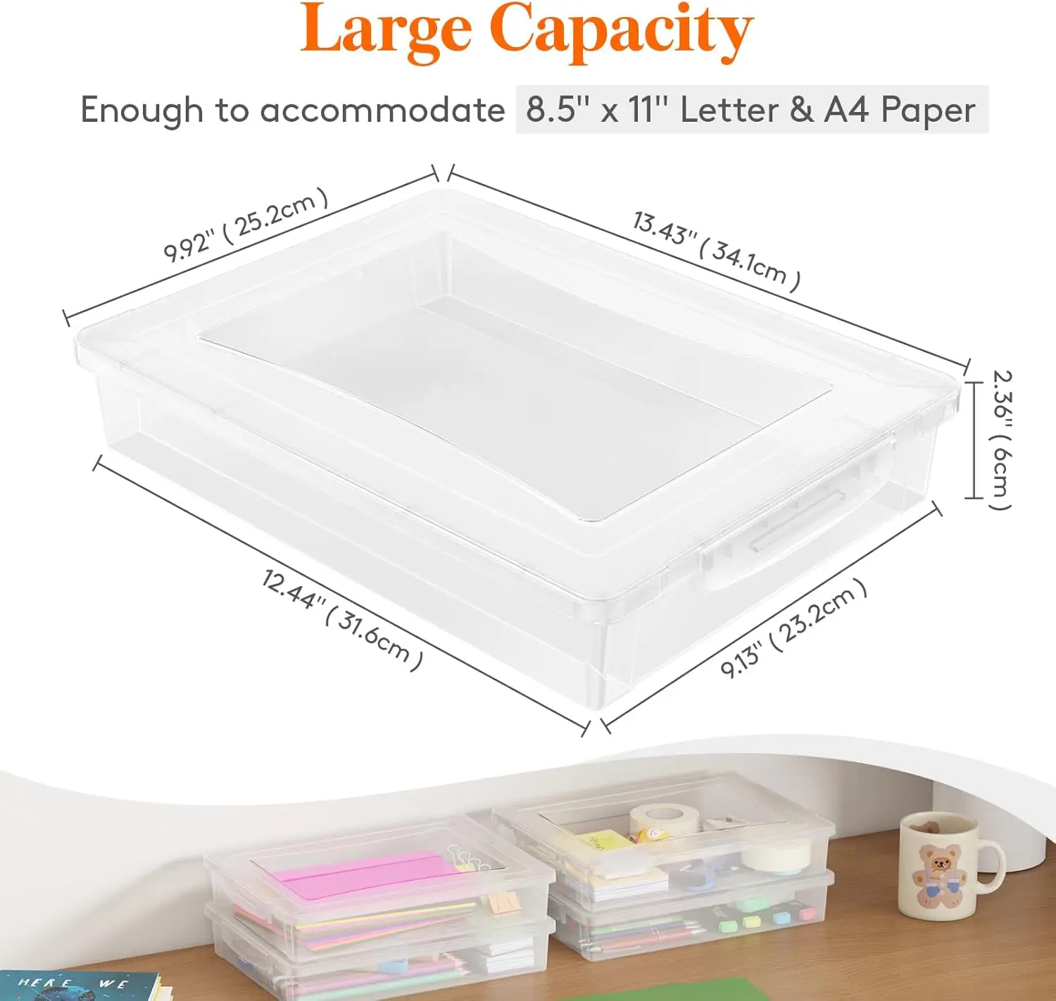 Clear A4 Paper Storage, Classroom Organization, Storage Containers for Board Game, Craft, Document, Magazine, Art Supplies