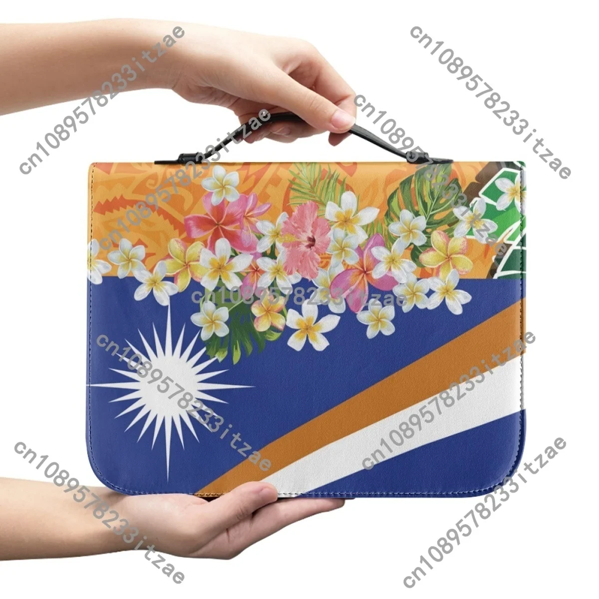 Kwajalein العلم تصميم الكتاب المقدس حقيبة يده المرأة الكتاب المقدس حامي العملي النباتات الاستوائية بلوميريا حقيبة يد التخزين
