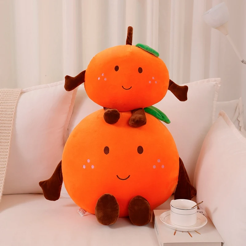 40 ~ 80Cm Squishy Cam Búp Bê Sang Trọng Đồ Chơi Trái Cây Happy Sang Trọng Gối Nhồi Bông Mềm Thực Phẩm Plushie Có Chân Màu Cam peluche Trẻ Em Quà Tặng
