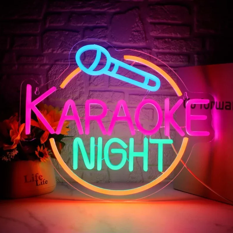 led karaoke night neon sign bar neon light wall decor logo bar open wall luzes led alimentado por usb sala de jogos man cave bar 01