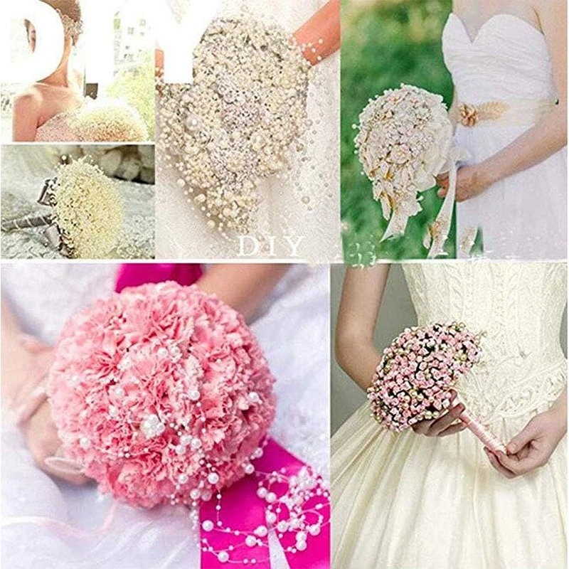 5/10Pcs Wedding Bouquet Decoration Artificial Pearl Stem Beads String Sticks DIY Bride Flower Garland Christmas Party Supplies