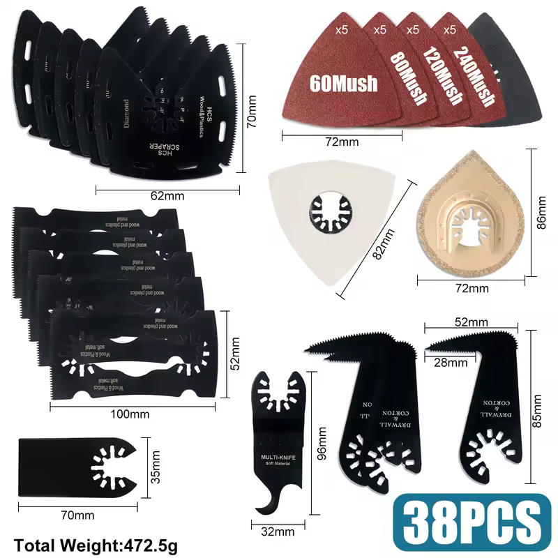 Japanese Tooth Carbide Oscillating Saw Blade Kit 10-39Pcs Arc Edge Oscillating Multitool Blades Precise Cut for Wood PVC Iron - Image 20