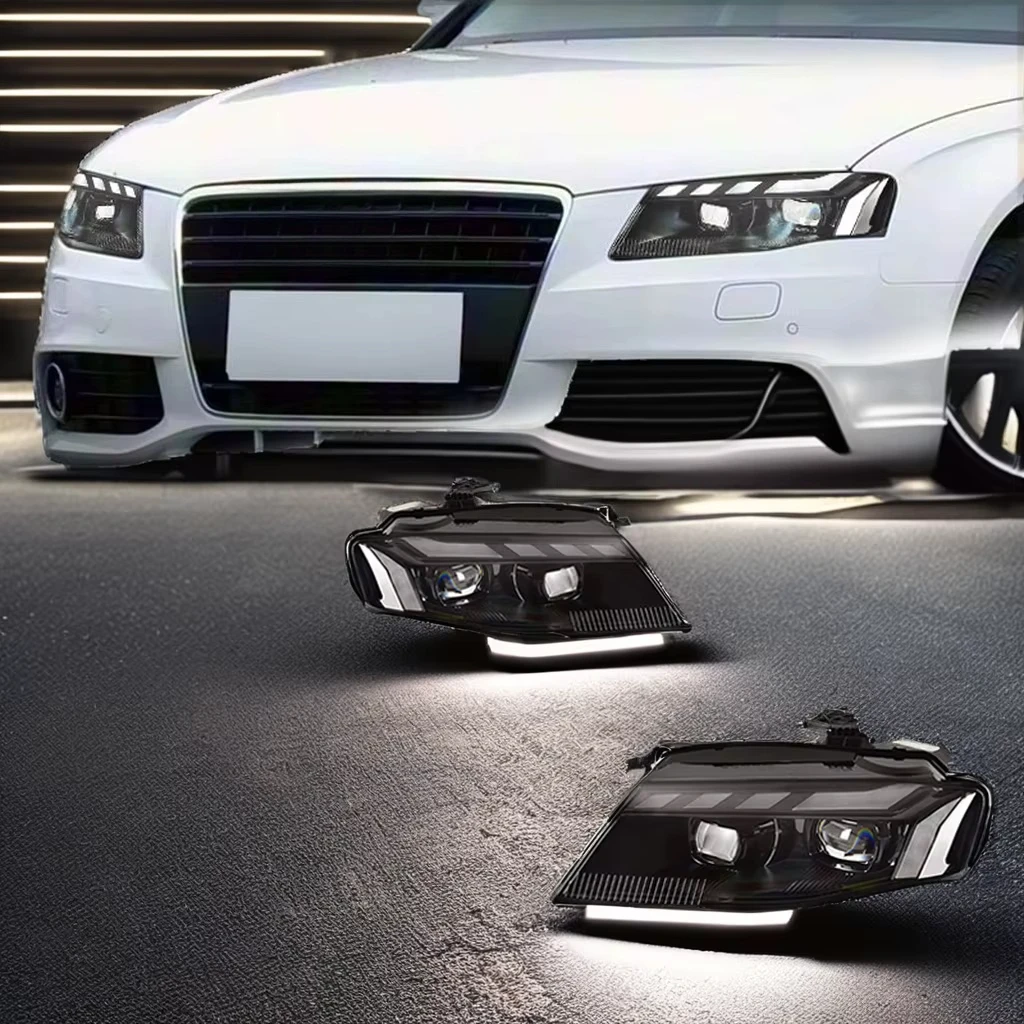 For A4 B8 S4 RS4 2008 2009 2010 2011 2012 LED Headlight Assembly DRL Sequential Turn Signal Projector Lens Lamp Pair