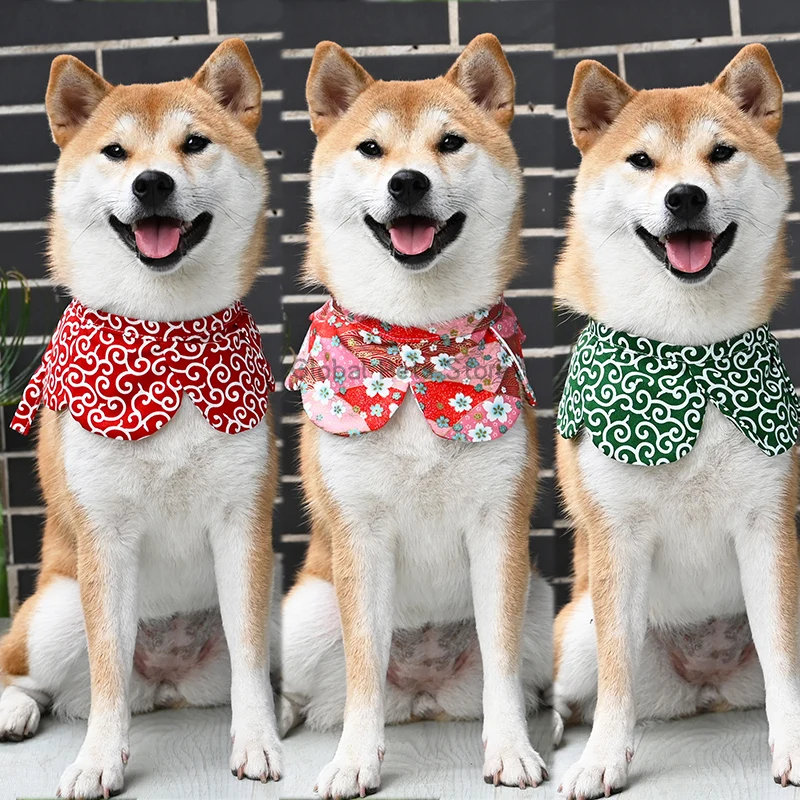 Dog Bibs Pet Saliva Towel Scarf Ornament Dog Collar Neckerchief for Shiba Inu Kimono Accessorie Cat Dog Photography Pet Bow Tie