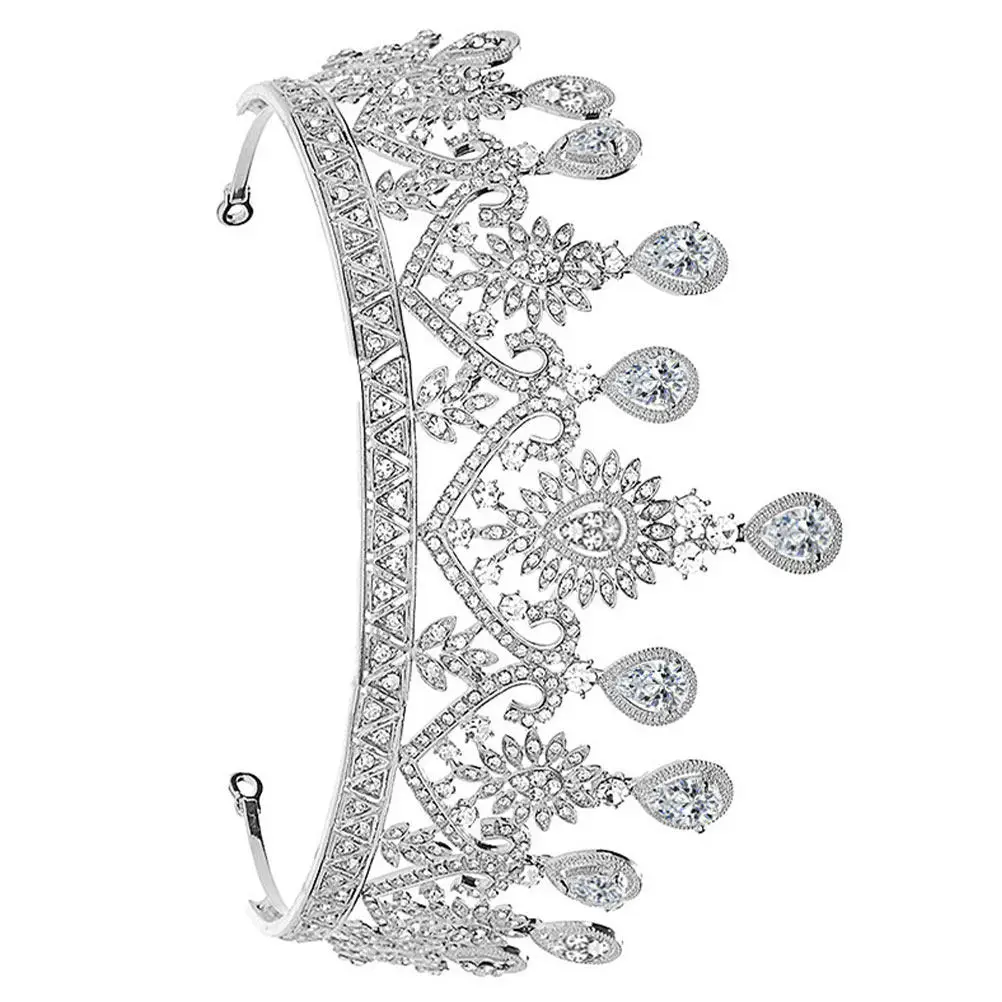 

Heart-Shaped Stone Crown Bridal Tiara Silver Wedding Hair Accessories Crystal Crowns Elegant Wedding Hair Jewelry Prom Party
