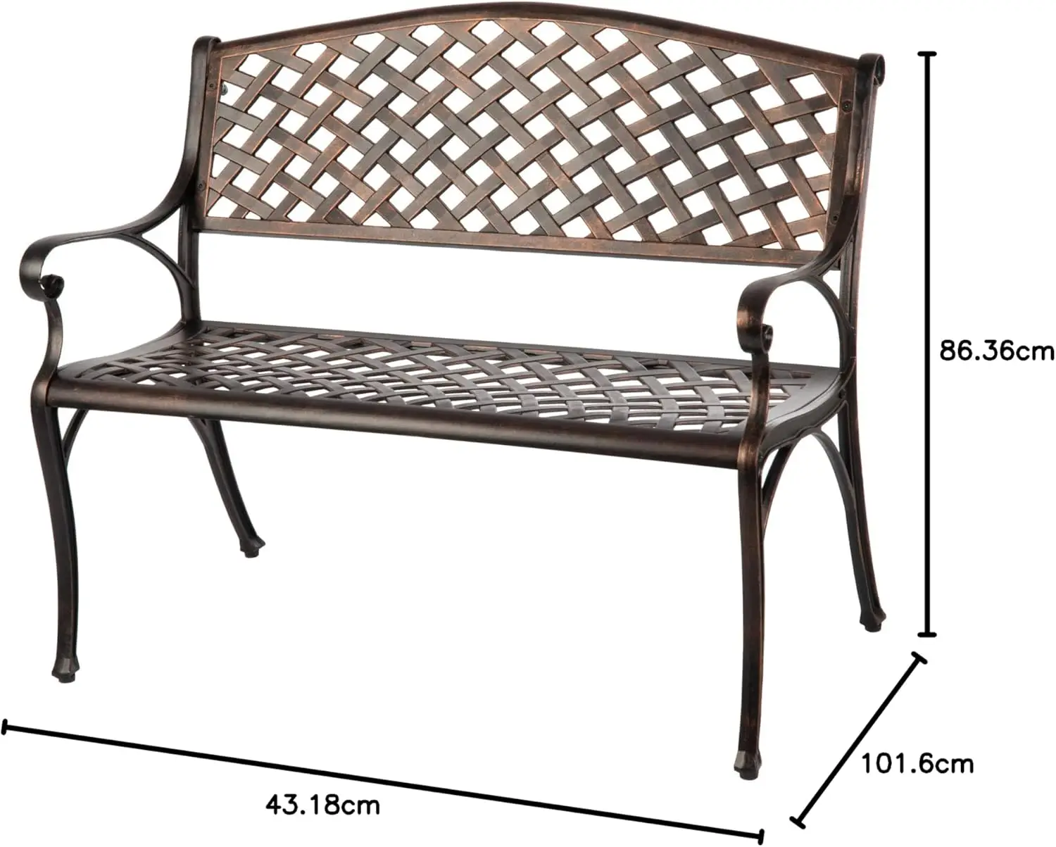 Patio Sense 61491 Patio Bench Cast Aluminum Lightweight Sturdy Bench Perfect for Relaxing Pause in Garden