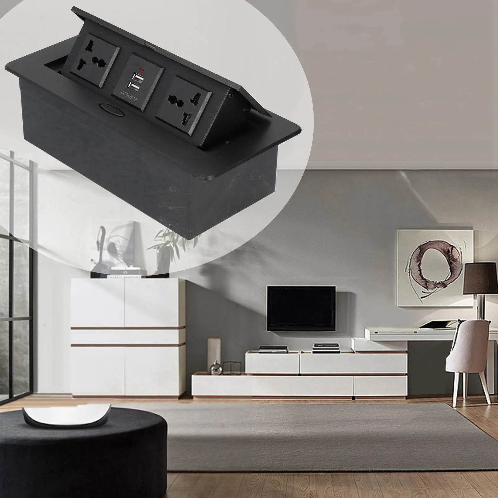 Desktop  Up Socket 2 X 3 Prong 2 X USB Ports Multifunctional Tabletop Popup Outlet for Home Hotel  Desktop Popup Socket