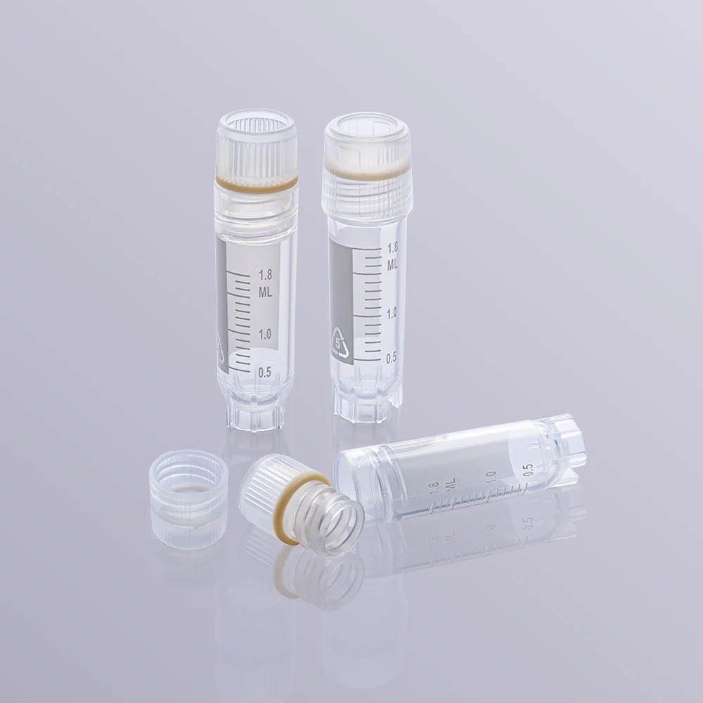 Disposable 50pcs Freezing Tube Cryogenic Vial Self-standing Internal Thread Sterile with White/Clear Screw Cover Freezing Tube