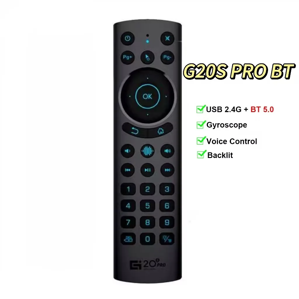 G20S PRO Smart Voice Remote Control 2.4G Wireless Backlit BT5.0 Air Mouse Gyroscope IR Learning For Android TV Box G20 BTS Plus