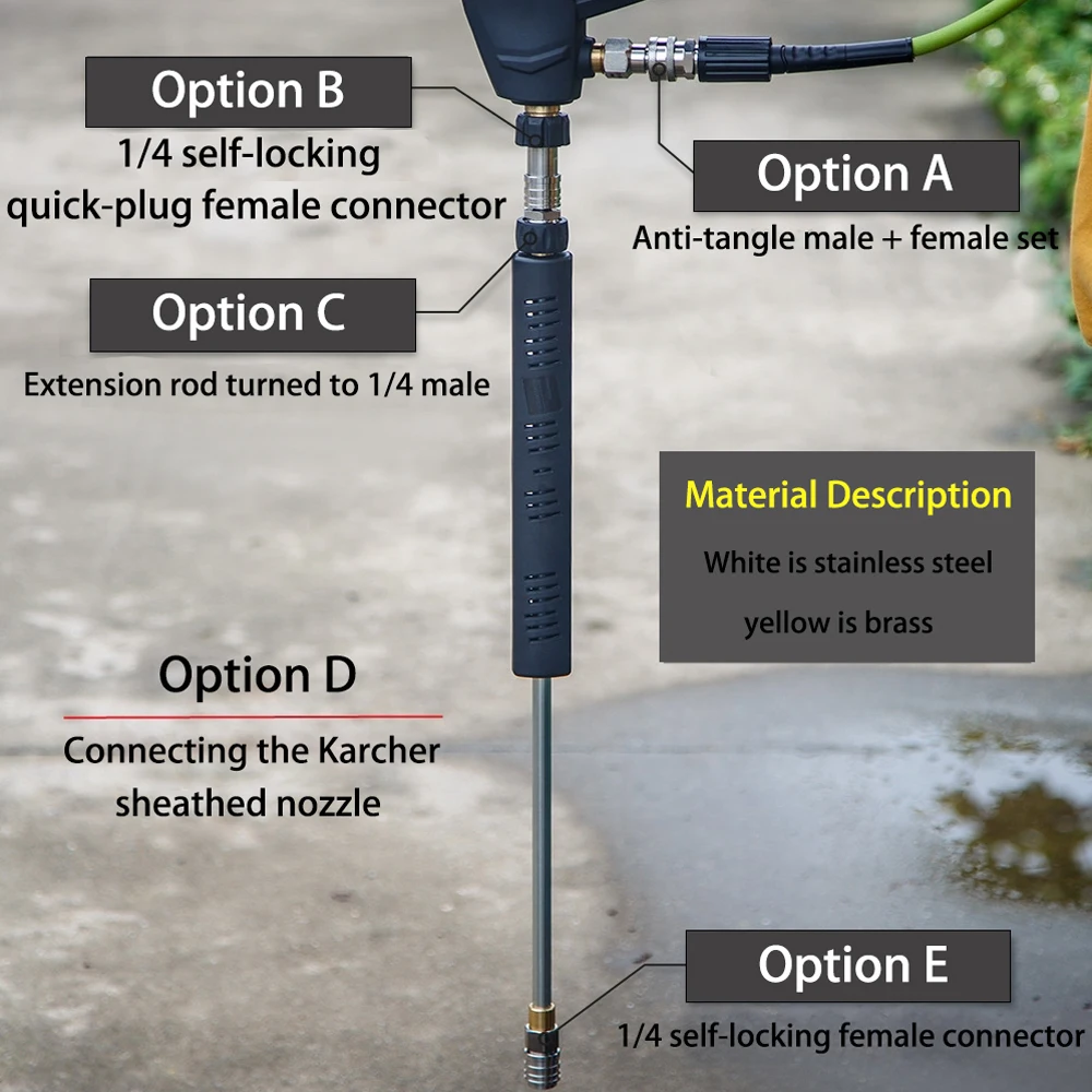 Imagem -02 - Adaptador de Lavadora a Pressão Rotação 360 ° M22 Conexão Rápida 14 mm a Aço Inoxidável Desconexão Rápida Acessórios Karcher hd