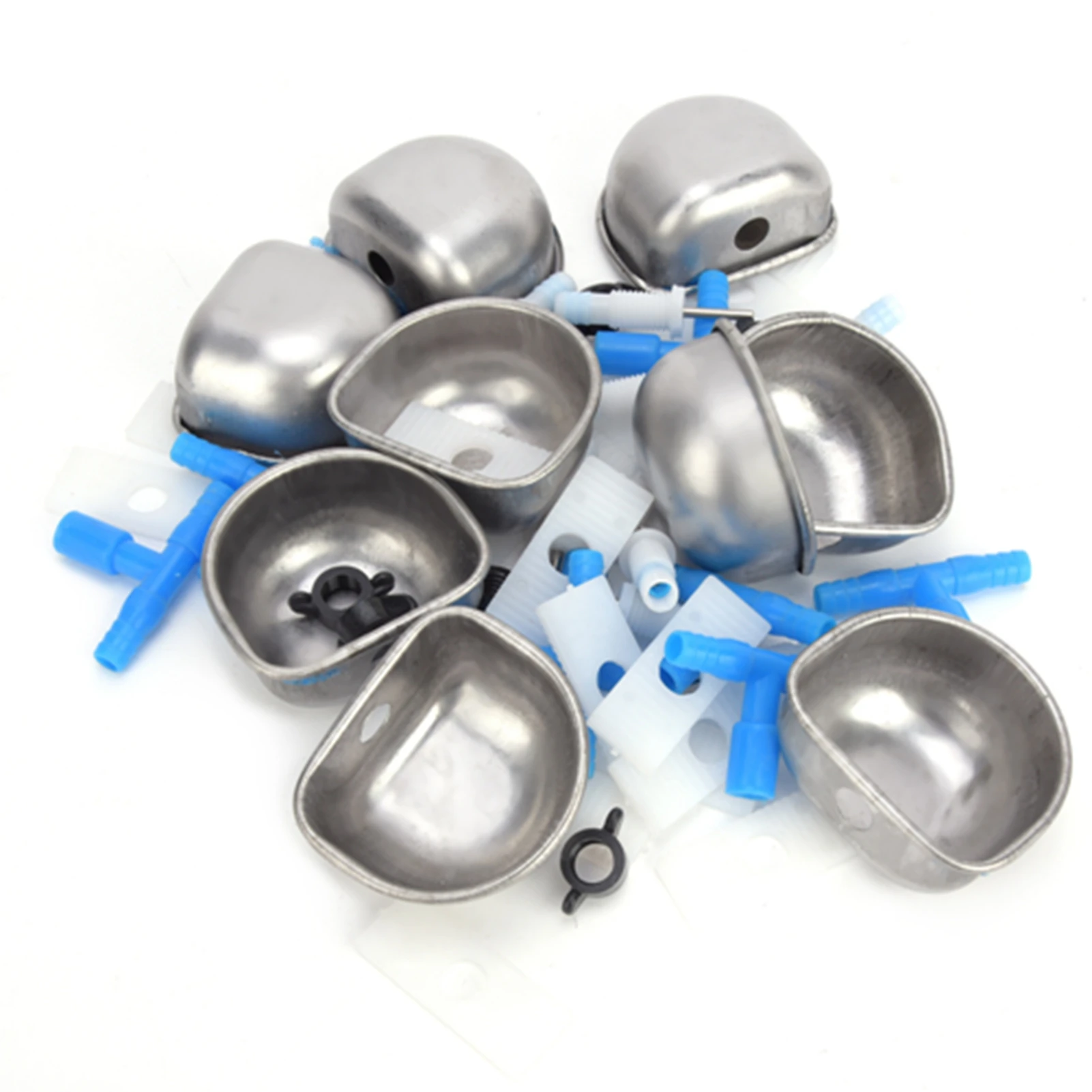 10 Sets Stainless Steel Rabbit Drinker Drinking Water Bowl Feeding Accessories for Marten Fox(One Piece Tee Connector )