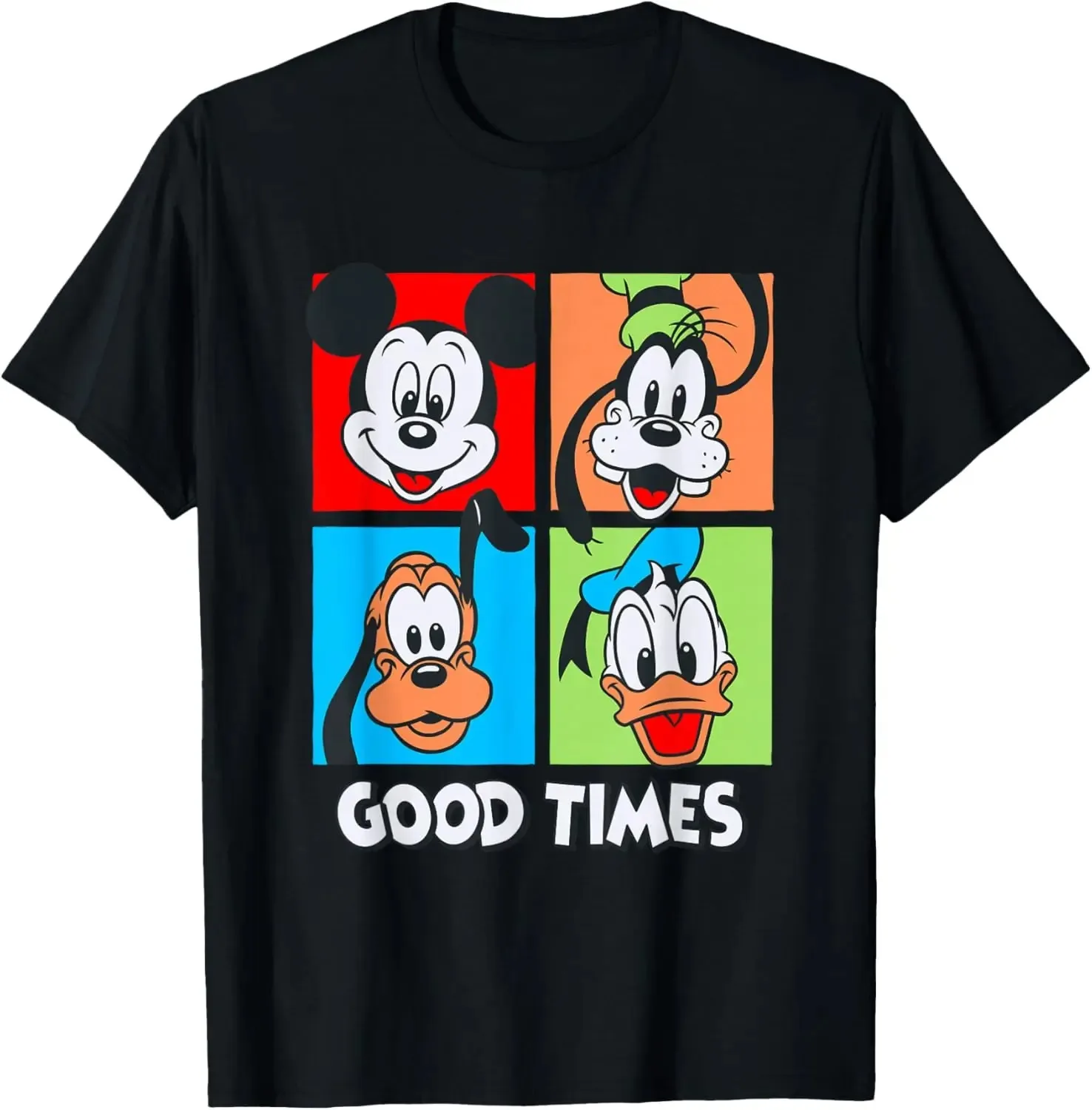 

Летняя модная футболка 2026 года: Disney Mickey and Friends Good Times Fun Squad, уличная одежда, футболка оверсайз