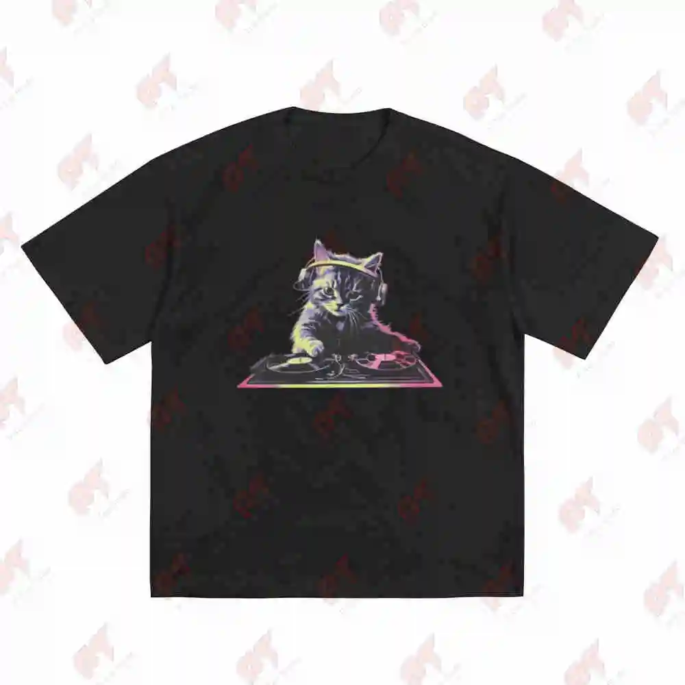 DJ Controller Cat Short Sleeve Tee 100% Cotton T-Shirt