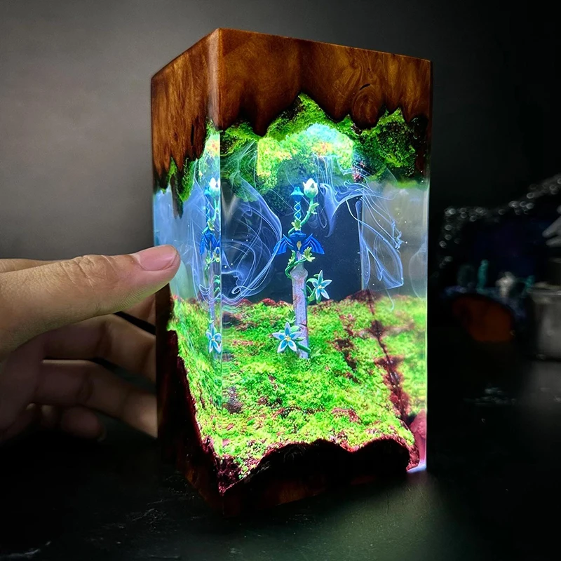 Resin Lamp Master Sword Figure Night Light Customized Game Figure Creative Artistic Desktop Home Decor USB Charge