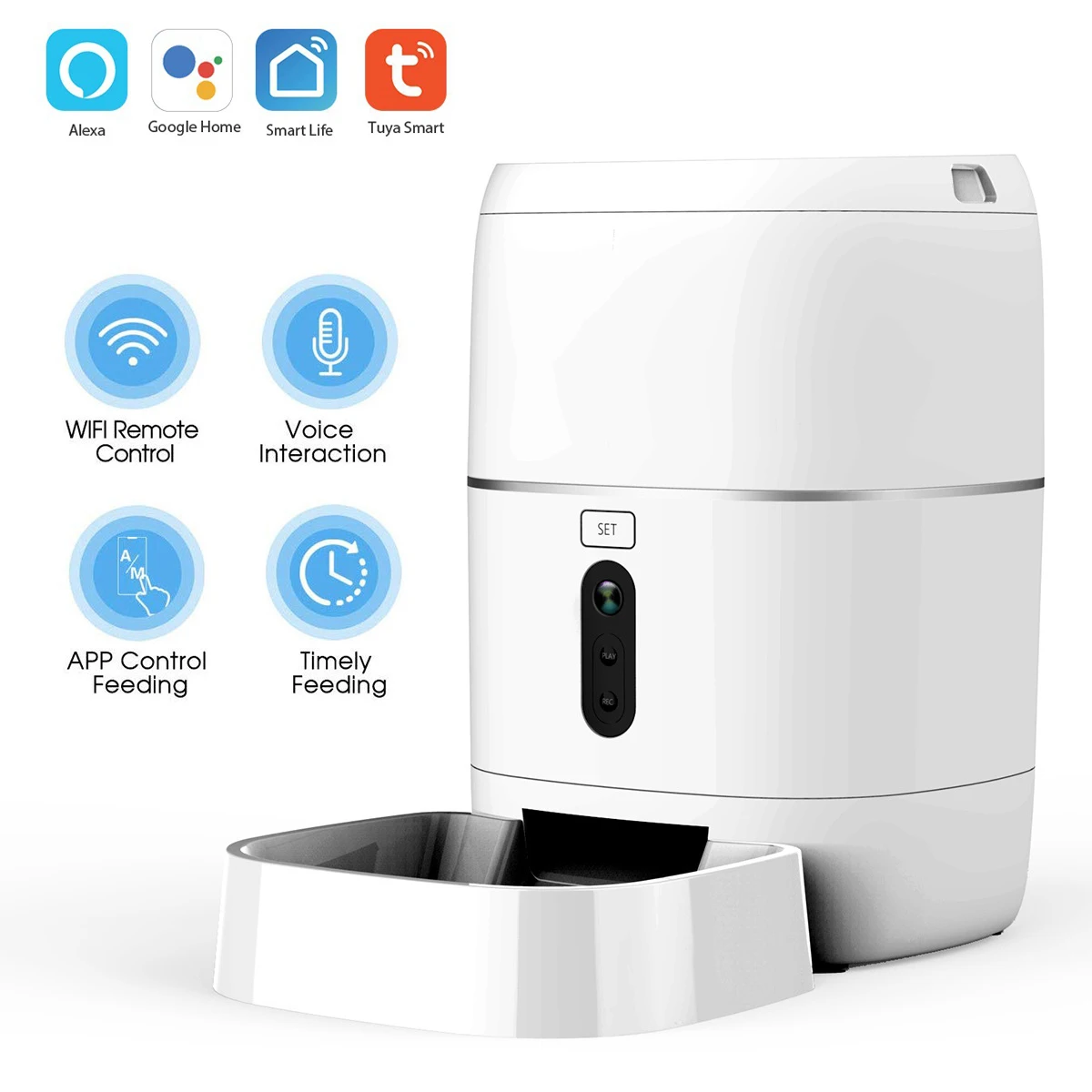 RSH 1080P Camera Tuya Smart Wifi Automatic Pet Feeder Remote Mobile Control 6L Food Dispenser for Cats & Dogs Support Time Setup