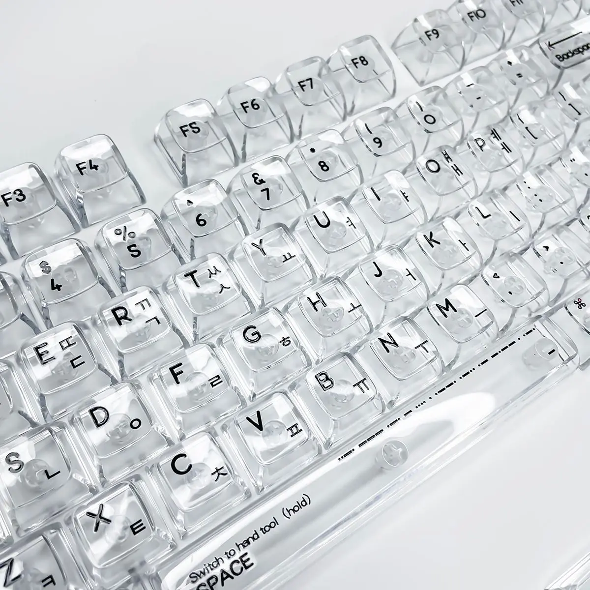 Korean Root White Black Transparent Keycaps CBSA Height Small Full Set of Boxed Fully Transparent Mechanical Keyboard Keycaps