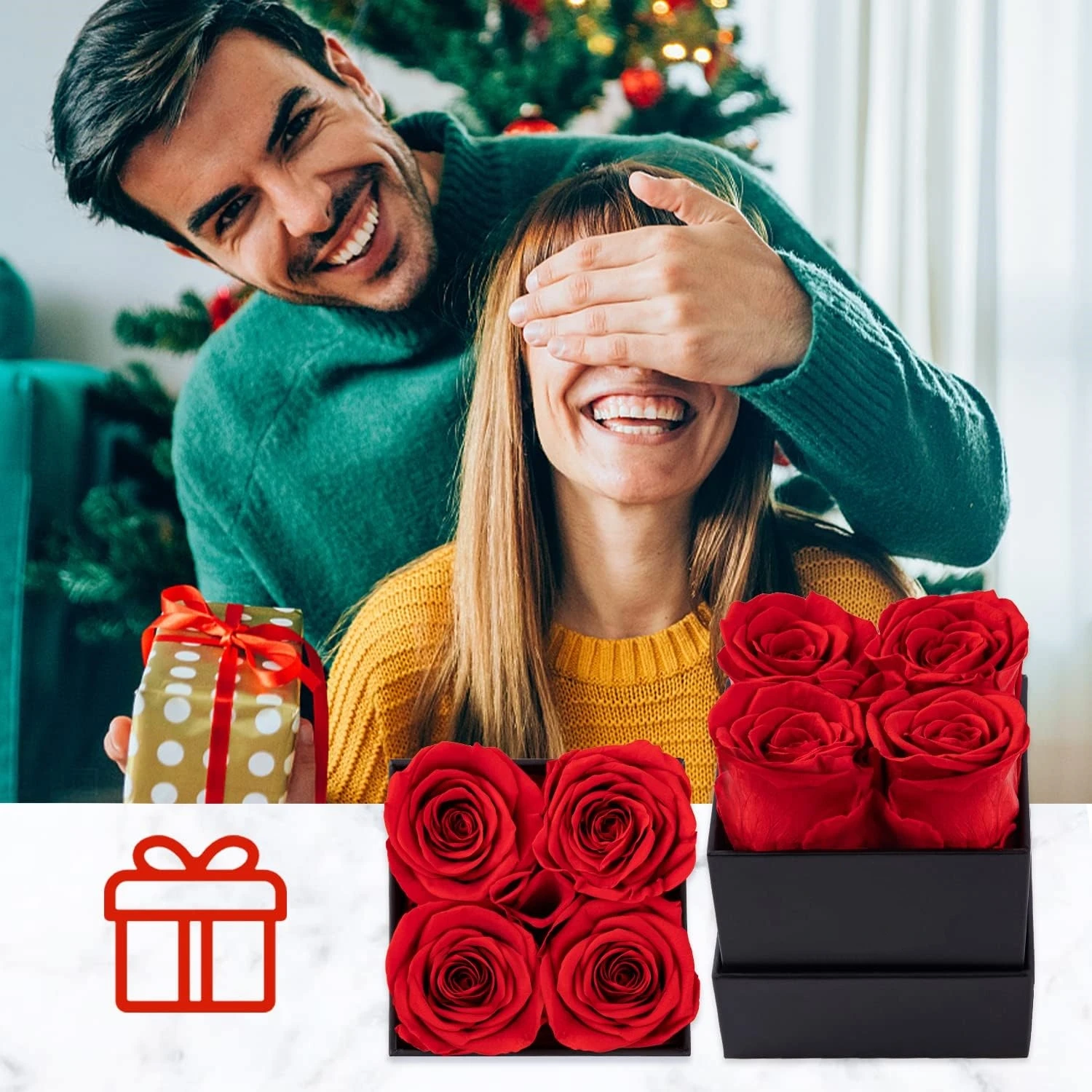 

Romantic Preserved Flower Gift for Lover,4 Eternal Roses for Her Birthday,Mother's Day,Valentine's Day,Lasting Flowers Present