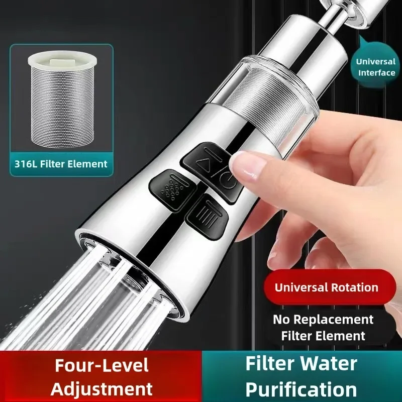 Kitchen Faucet Extender with Filter Function Universal 360 Degrees Rotate Aerator Splash Filter Faucet Bubbler Nozzle Aerator