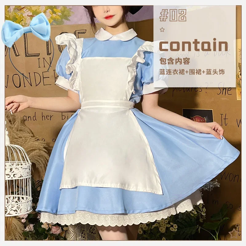 2026 Fantasia Alice Cosplay Lolita Maid Apron Dress For Women Halloween Carnival Masquerade Stage Show Activity In Stock view 6