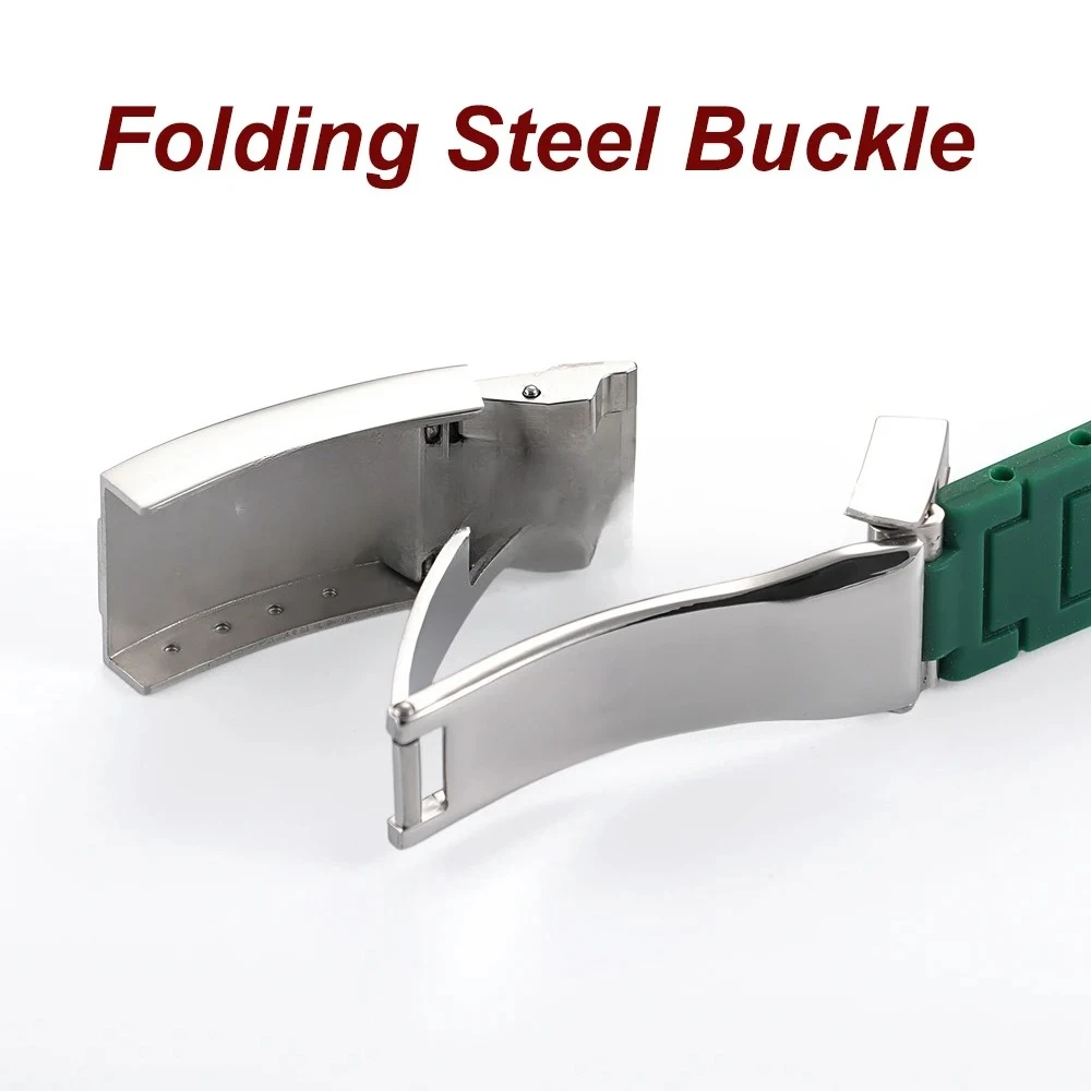 قوس المطاط حزام الساعات 20 21 مللي متر 22 مللي متر ل رولكس دايتونا يخت ماستر الترا مرنة مريحة سيليكون للطي مشبك حزام منحني #4