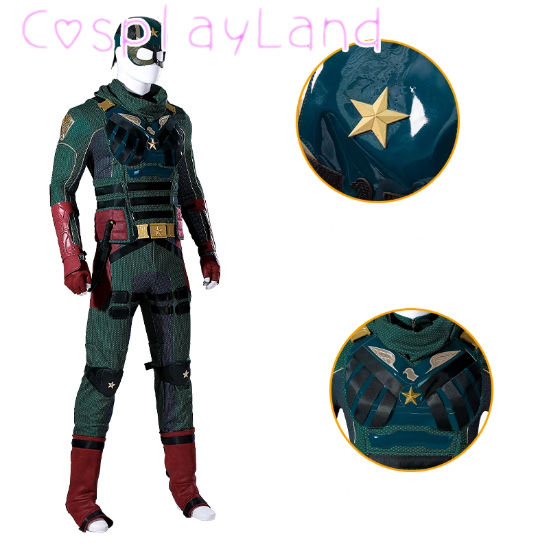 The Boys Soldier Boy Suit Costume American Hero Carnival Halloween Cosplay Green Superhero Ben Battle Outfit Adult  Men Suit