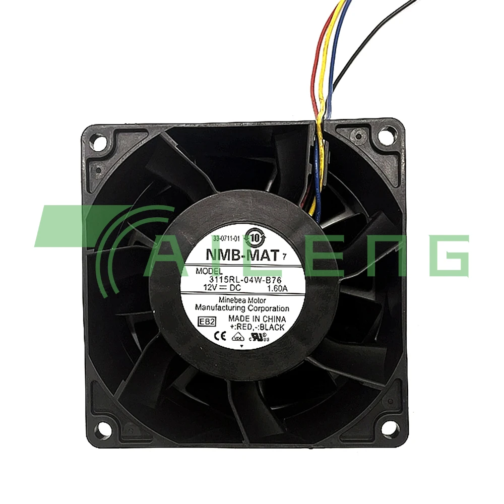 3115RL-04W-B76 80mm fan 8cm 80x80x38mm DC12V 1.60A 4 lines High speed cooling fan for server case