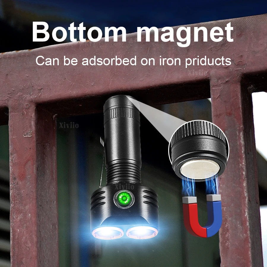 2025 Latest Mini Torch 6 LED Rechargeable Flashlight Waterproof Handheld Lamp magnetic Portable Hiking Camping Mini Flashlight