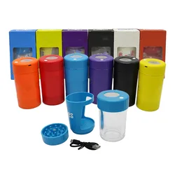 Multifunctional acrylic plastic LED light-emitting jar cigarette grinder with lamp storage jar Mag Jar smoking accessories