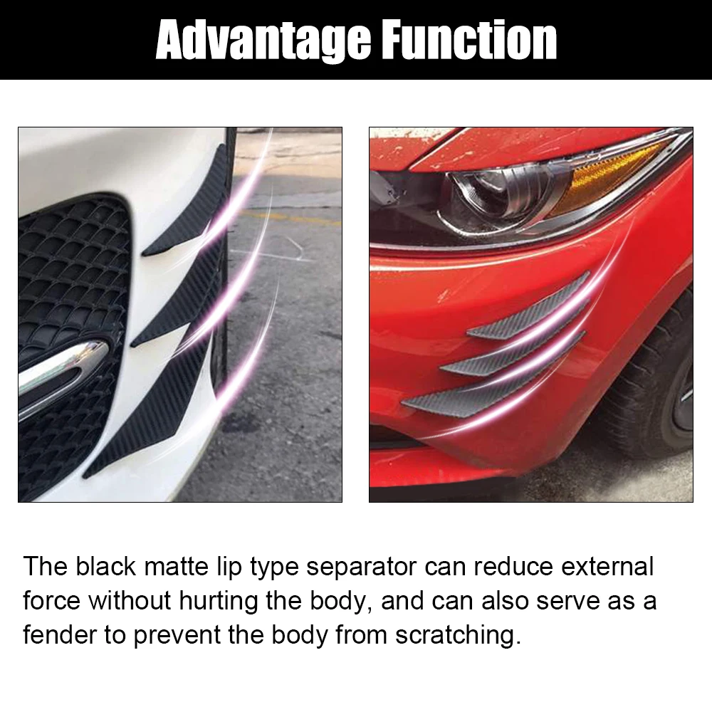 FREE SHIPPING 6pcs/set Universal Fit Front Bumper Lip Diffuser Splitter Fins Body Spoiler Canards Valence Chin Car Tuning Canard