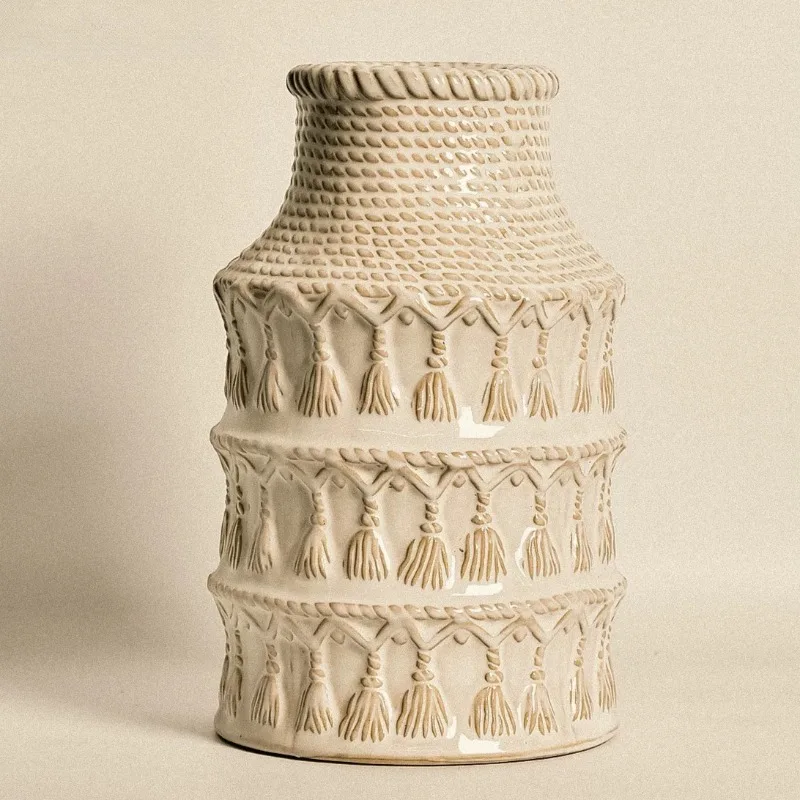 Retro Ceramic Vase French Art Ornament Light Luxury High-end Living Room В Скандинавском Стиле تحف كبيره للمنزل Floreros Altos