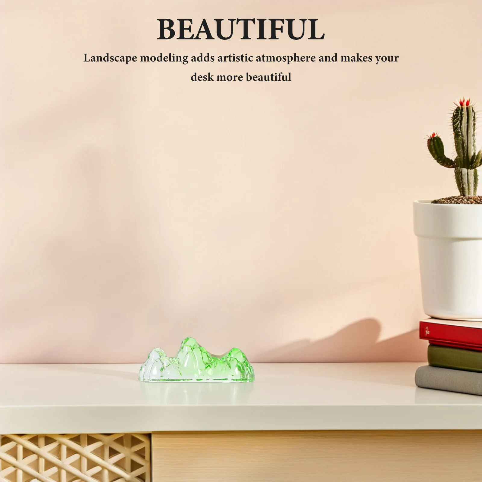 

Glass Calligraphy Brush Holder Mountain Shape Crystal Paperweight Artistic Writing Tool Chinese Painting Calligraphy