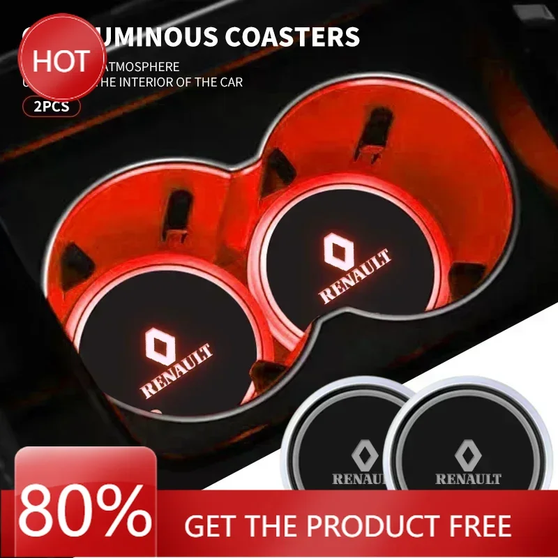 

Крышки ступицы 1/2 шт. Автомобильная светящаяся чашка для воды, светодиодная атмосферная подсветка для renault Koleos Kadjar Scenic Megane Sandero Grand Sill Acces