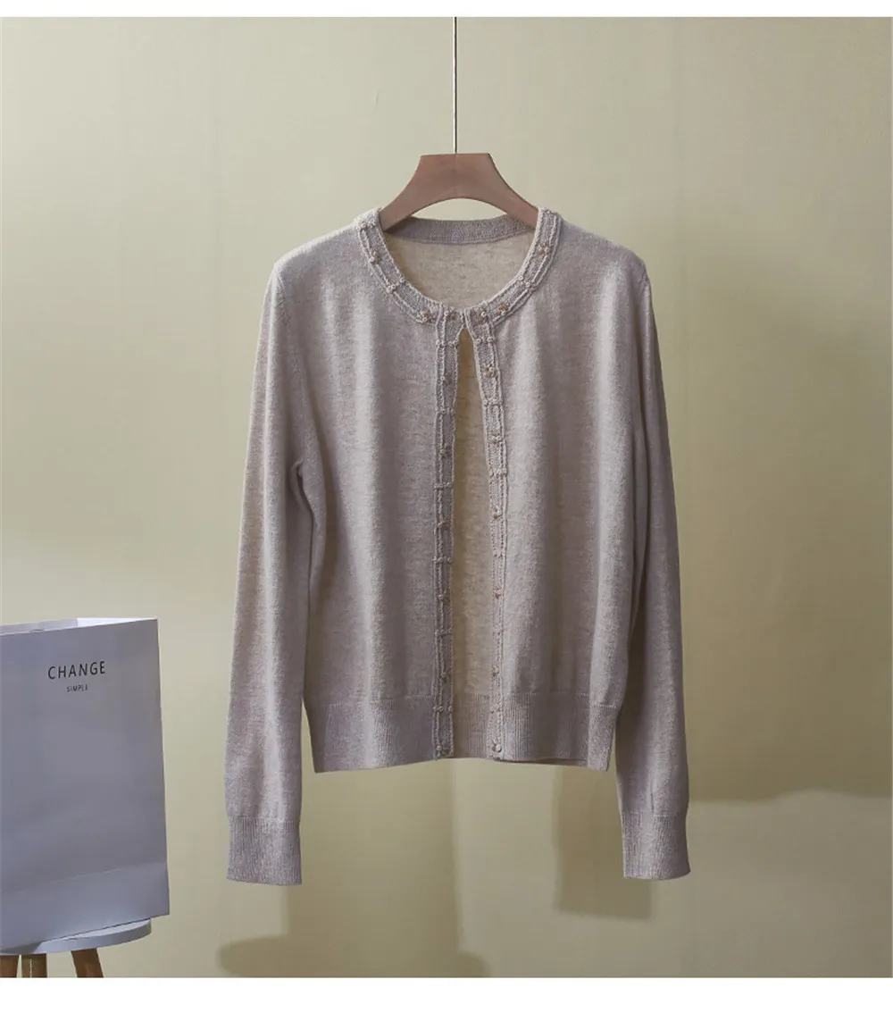 

Women's Autumn And Winter New Cashmere Cardigan Round Neck Embroidered Sequin Casual Versatile Jacket