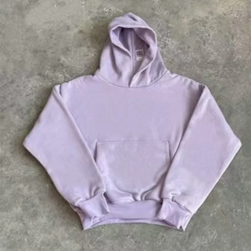 

Двухслойная фиолетовая толстовка из тяжелой ткани Kanye Same, повседневная уличная одежда, короткая мужская и женская свободная толстовка с капюшоном лучшего качества