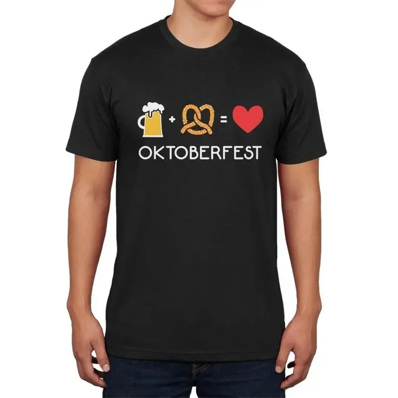 Oktoberfest Beer Plus Pretzels Equals Love Mens Soft T Shirt