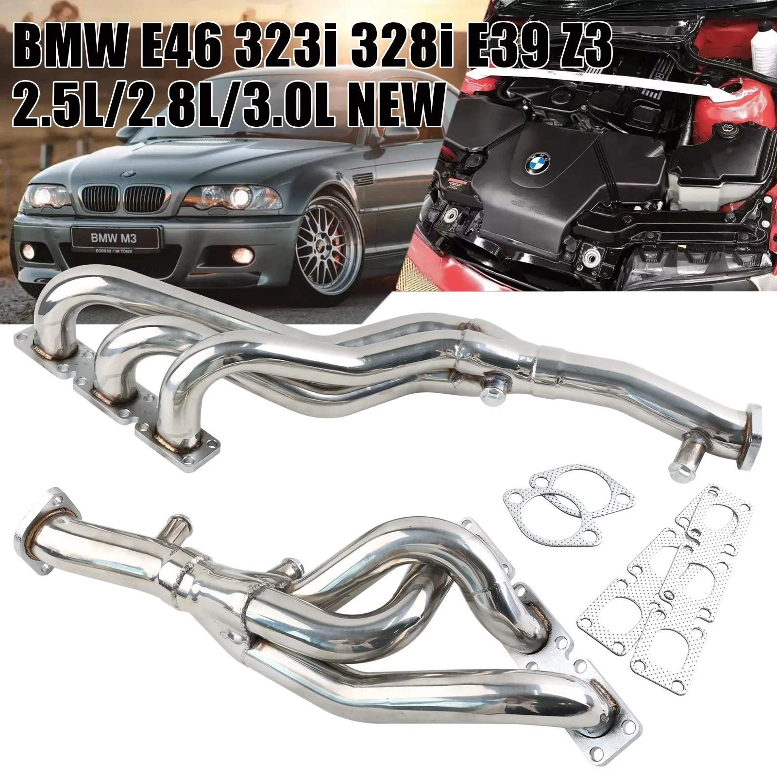 

Stainless Steel Exhaust Manifold Header For Stainless Manifold Header for BMW E46 323i 328i E39 Z3 2.5L/2.8L/3.0L NEW