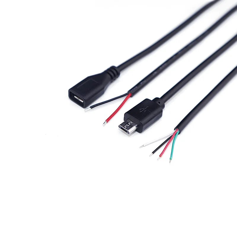 2Pin 4Pin Micro USB Male / Female to Open Wire 2 Core 4 Core Power Data Charging Wire Connector Cable