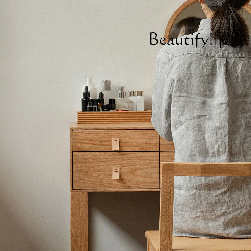 Dresser with mirror storage tray, red oak small apartment, bedroom can be split into multi-functional household