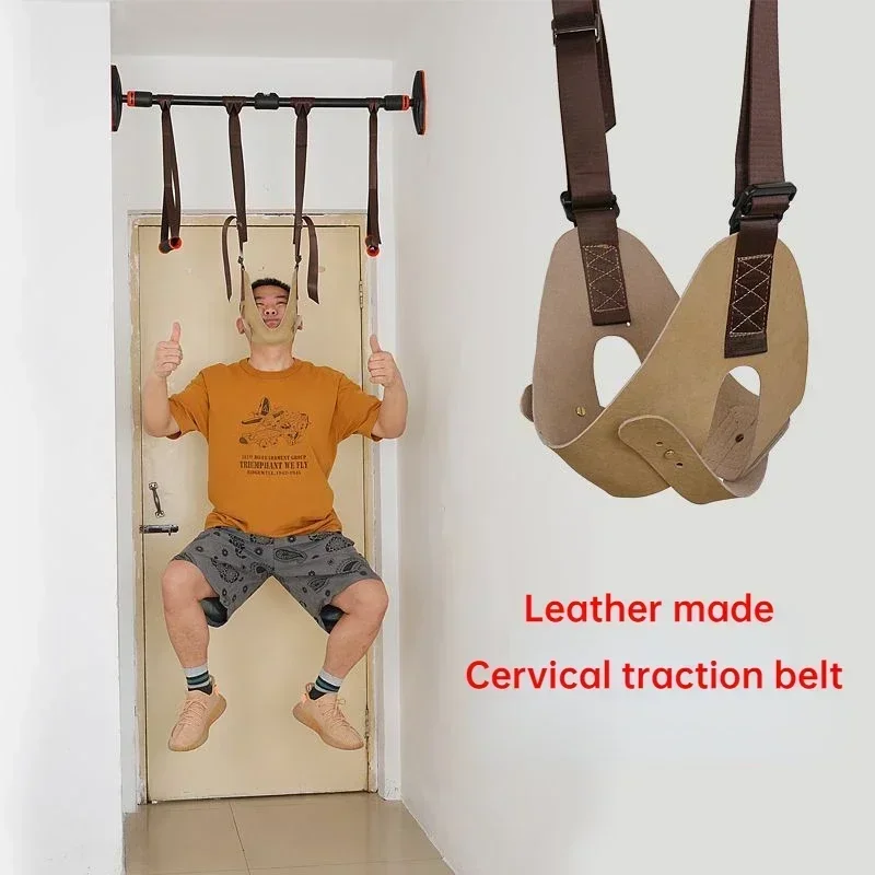 Leather Suspension Neck Strengthening Stretch Frame Home Outdoor Correction Neck Joint Adjustable Sling Cervical Traction Belt