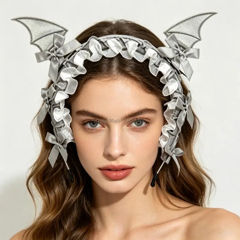  Lightweight Lace Hair Band With Structured Bat Ears And Comfortable Fit Design For Long Hour Convention Wear