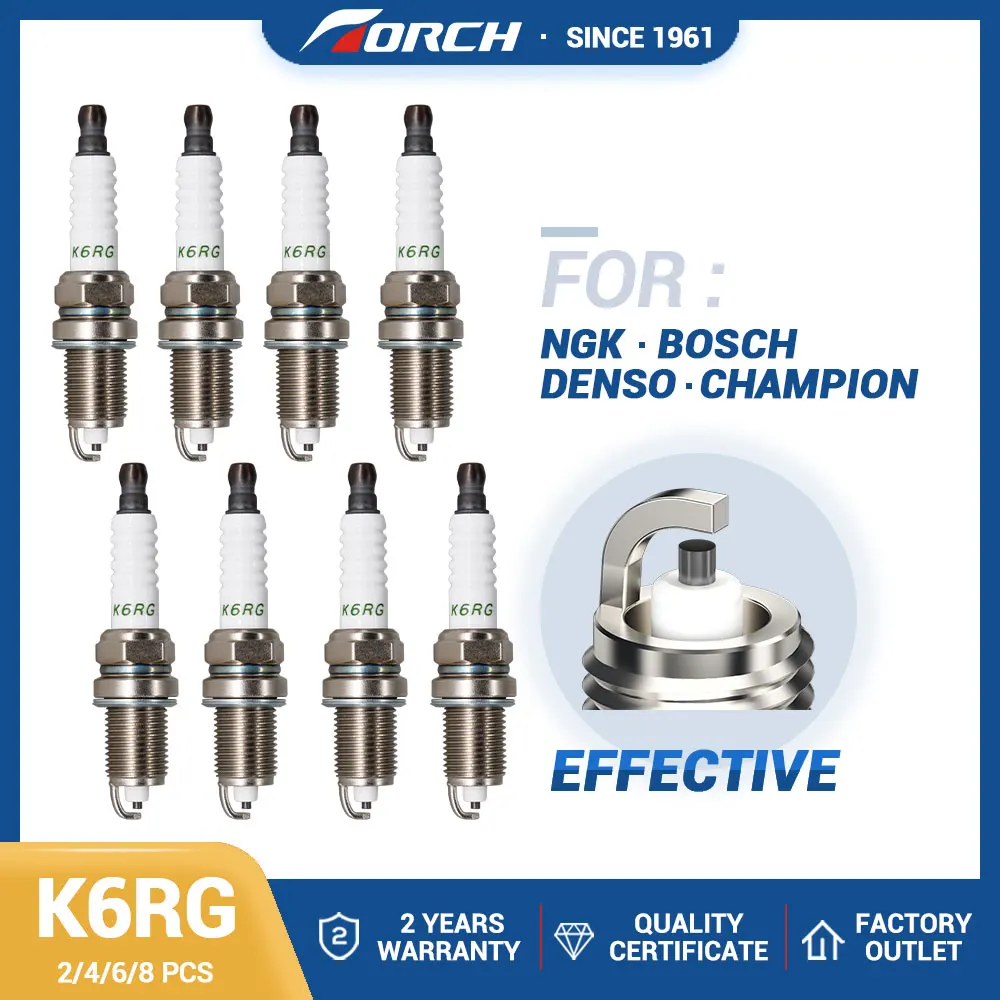 2-8PCS China Original Torch Spark Plug TORCH K6RG Candle for Champion RC10MCC for ZFR6V-G IFR6Q-G Car Candles Power