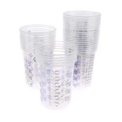 10/50Pcs 600ml Disposable Clear Plastic Paint Mixing Cups Mixing Pot Paint Mixing Calibrated Cup Accurate Paint Liquids