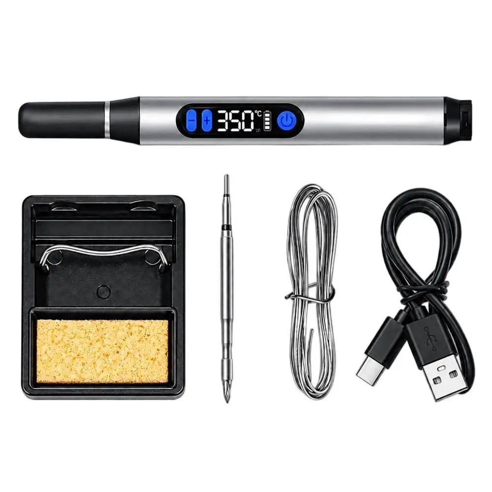DC5V Wireless Smart Digital Display Soldering Iron Type‑C Rechargeable 15W 200‑450℃ Portable Soldering Iron for Phone Repair DIY