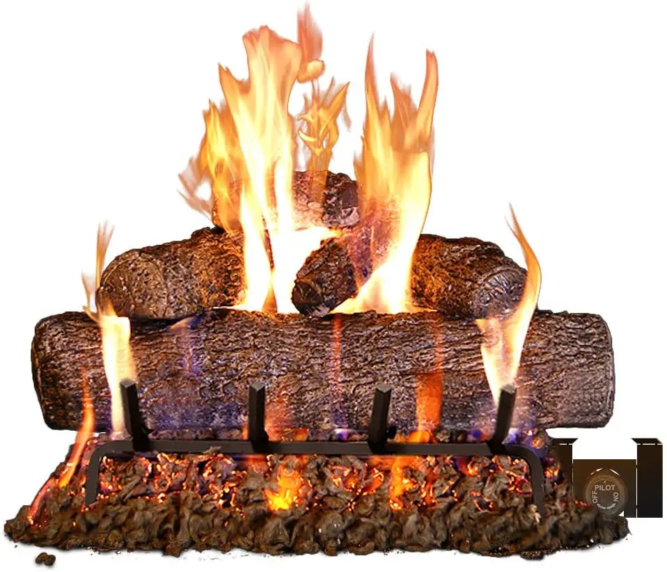 Peterson Real Fyre 18-inch Live Oak Log Set with Vented Burner, Auto-Safety Pilot Control Valve and Gas Connection Kit