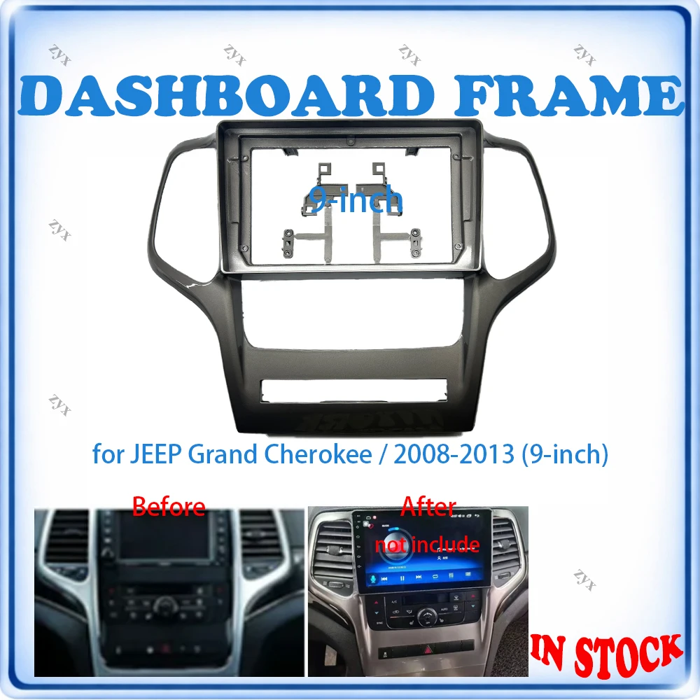 Car Radio Fascia Frame For JEEP Grand Cherokee 2008-2013 9 inch With Canbus Decoder & Wiring Harness Car Accessories Plug & Play